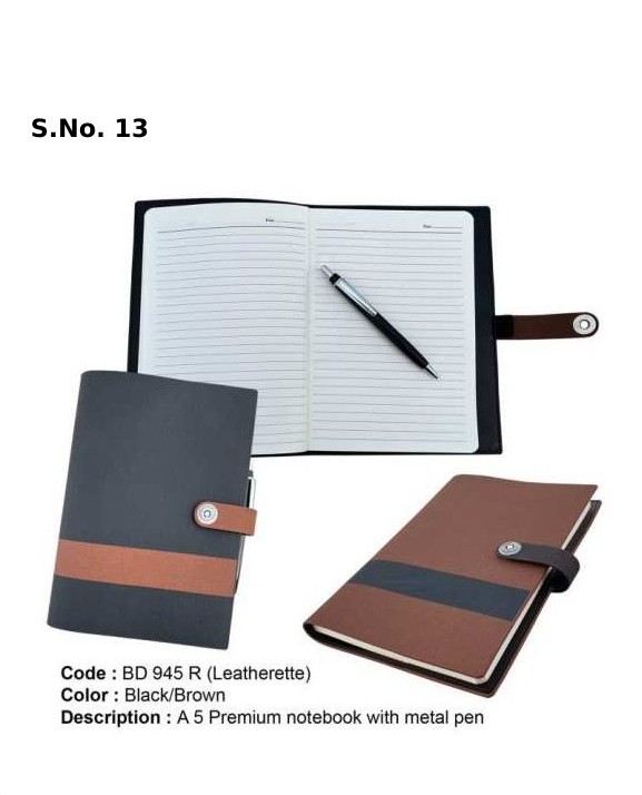 A 5 Premium notebook with metal pen (192 Pages)