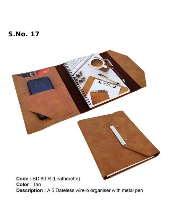 A 5 Dateless wire-o organiser with metal pen (174 Pages)