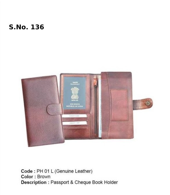 Passport & Cheque Book Holder - Genuine Leather