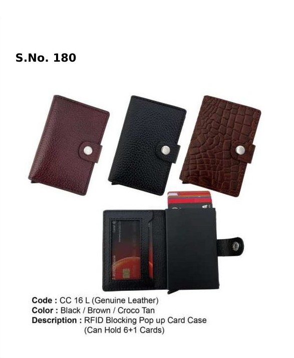 RFID Pop-up Card Case - Genuine Leather