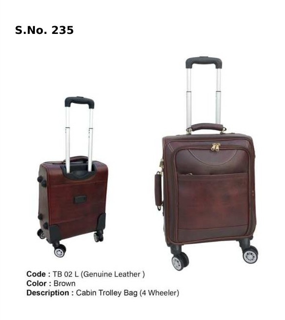 Cabin Trolley Bag - Genuine Leather (4 Wheeler) brown