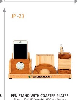 PEN STAND WITH COASTER PLATES Size - 11"x4.5", Weight - 600 gm (Appx)