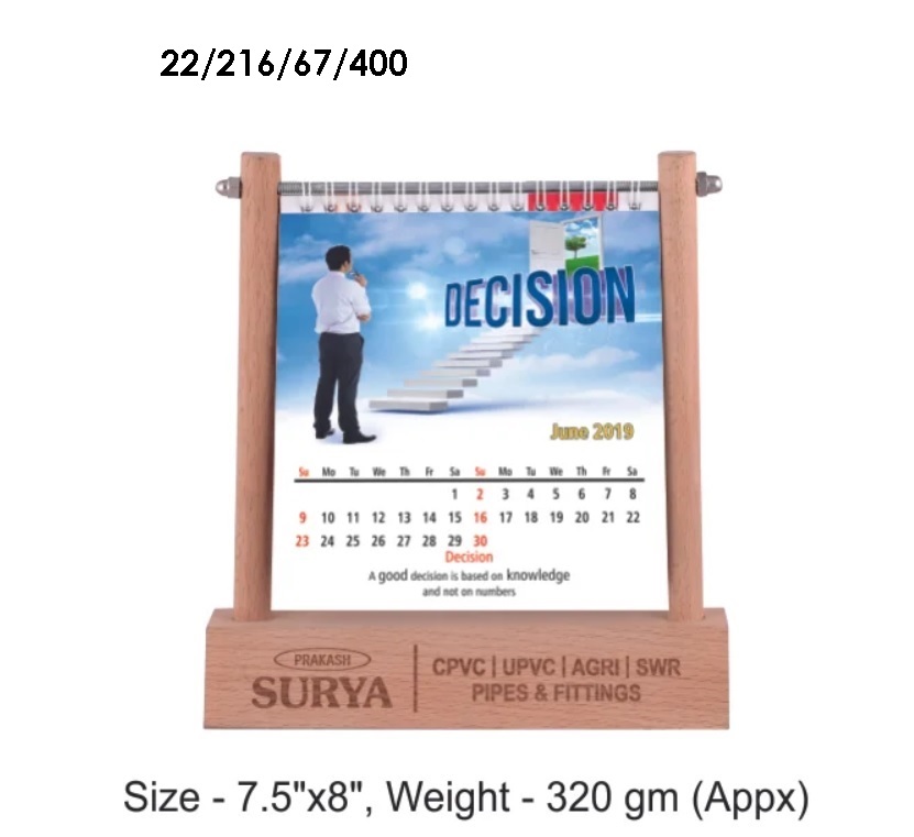 CALENDAR WITH PEN STAND Size - 7.5"x8", Weight - 320 gm (Appx)