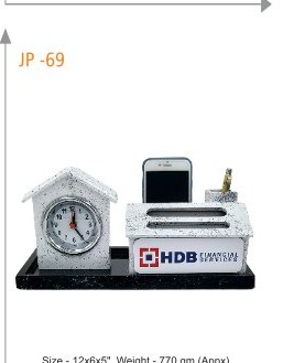 PEN STAND WITH CLOCK Size - 12x6x5", Weight - 770 gm (Appx)