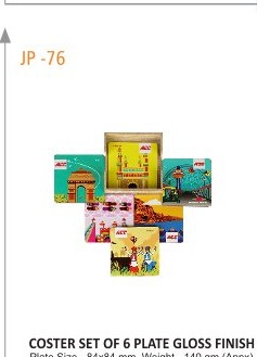 COASTER SET OF 6 PLATE GLOSS FINISH Plate Size - 83x84 mm, Weight - 140 gm (Appx)