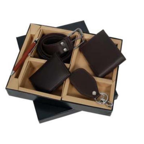 5 In 1 Leather Belt Set Gents Wallet Card Holders Belt Key Chain Pen Box