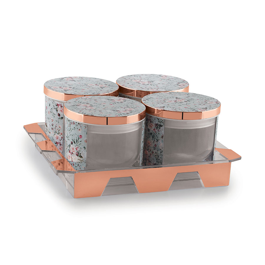 vivante flora set 4 (with tray)* candy tray