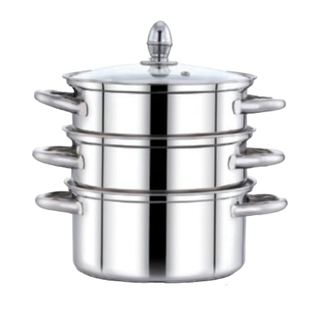 3 Ply Base Cookware Steamer With Glass LID 3 Tier - 3 Litre