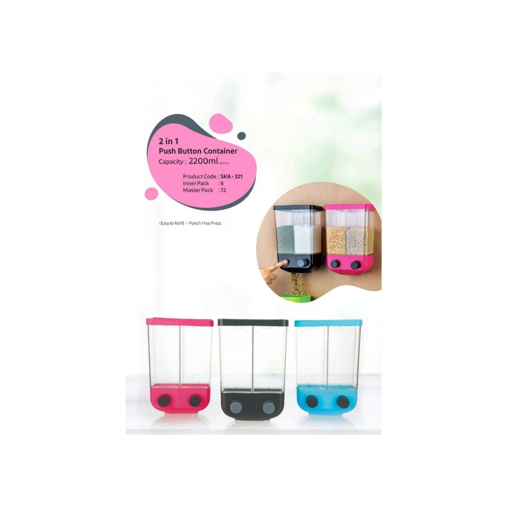 2 In 1 Push Button Container - 2200ML
