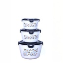 Bowl Microwave Safe With Airtight Lid - (Royal 3 Pcs Set 2000 ML x 1000 ML x 500 ML)