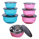 Bowl Steel double wall inner With Airtight Lid - (STAR 3 Pcs Set - 1000 ML x 1500 ML x 2000 ML)
