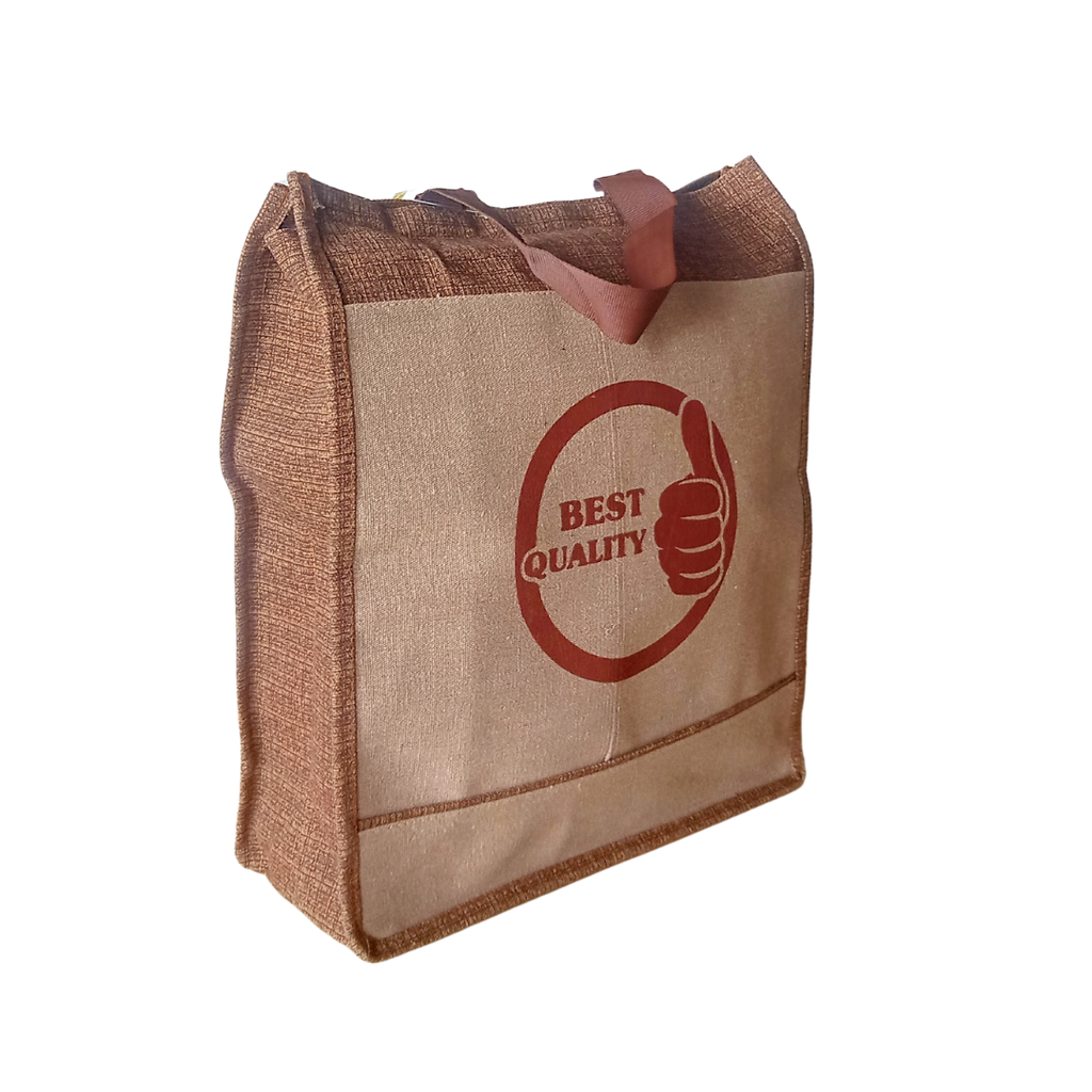 Heavy Duty Jute Cotton Shopper Bag With Zip (40 X 36 X 14 Cm)