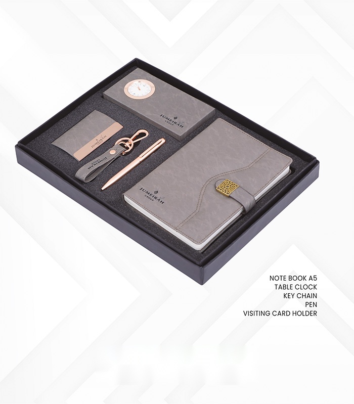 Pen, Key Chain,V. Card Holder,Note Book &Table Clock (5pc set)