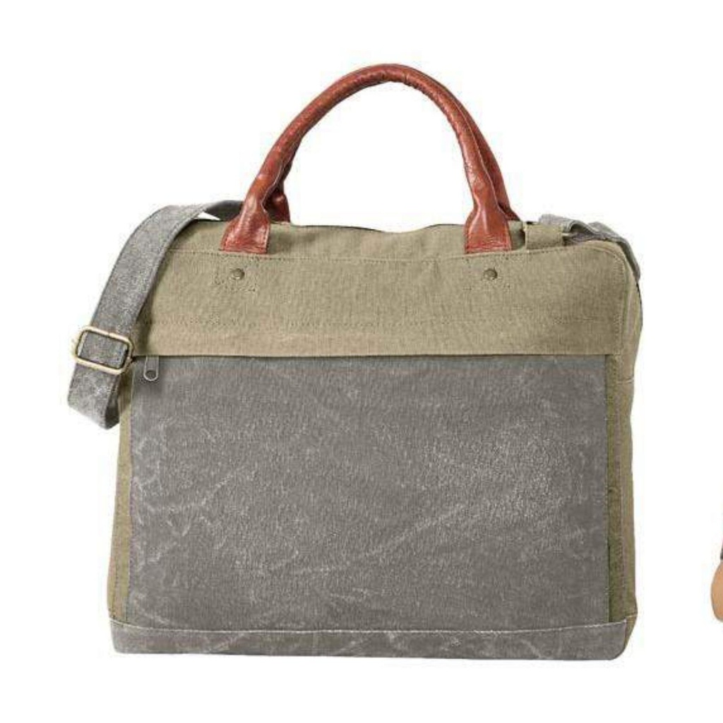 [60556] Solid Unisex Canvas Compact Laptop Macbook Tablet Messenger Crossbody Travel Office Bag 
