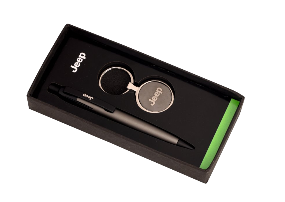 [63069] 2Pc set of Metal Pen + Stainless Steel double side keychain with customized box packing