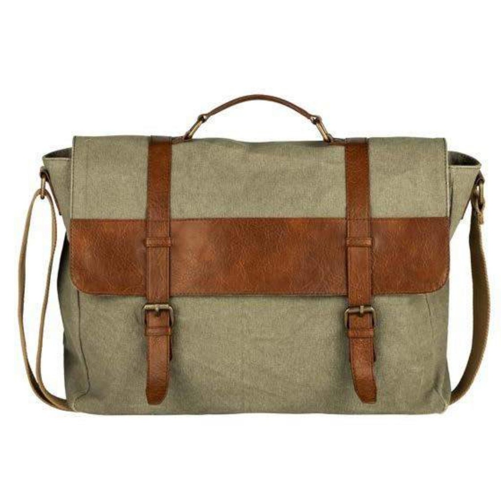 [60578] Unisex Canvas Large Messenger Bag With Inside Laptop Compartment For Offices, Schools And Colleges 
