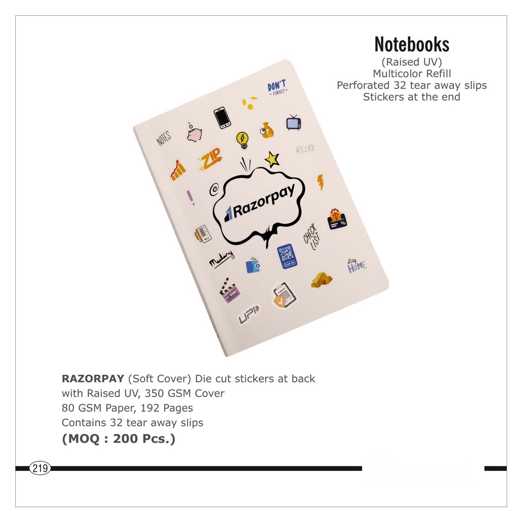 [64652] NOTE BOOK (Soft Cover) Die cut stickers at back with Raised UV