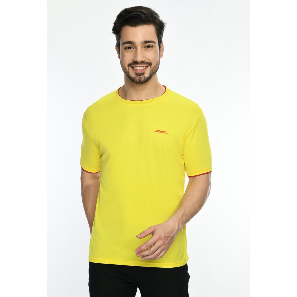[61011] T-Shirt - Round Neck; Contrast Sleeve Piping; Fabric : Dot Knit Mesh; Sweat Absorbent ; Contrast Band