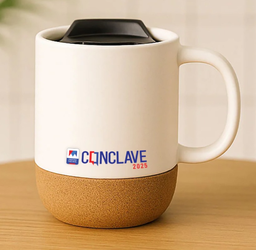 [65937] Ceramic Mug with Insulated Cork Bottom and Spill Proof Lids 300ml