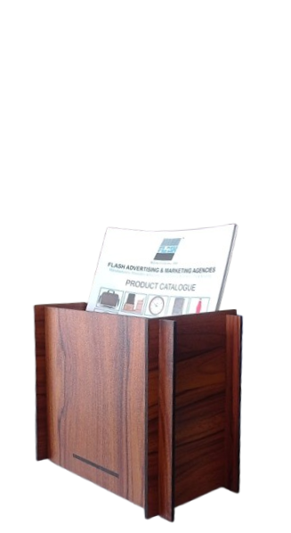 [65957] TABLE TOP MAGAZINE STAND (MDF LAMINATED WOOD DESIGN WITH DETACHABLE PANEL)25.5 X 20.5CM