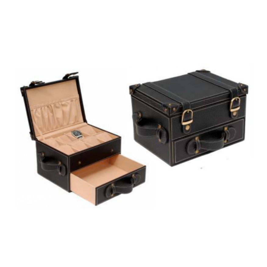 [61392] Black white box for 8 watches with drawers 
