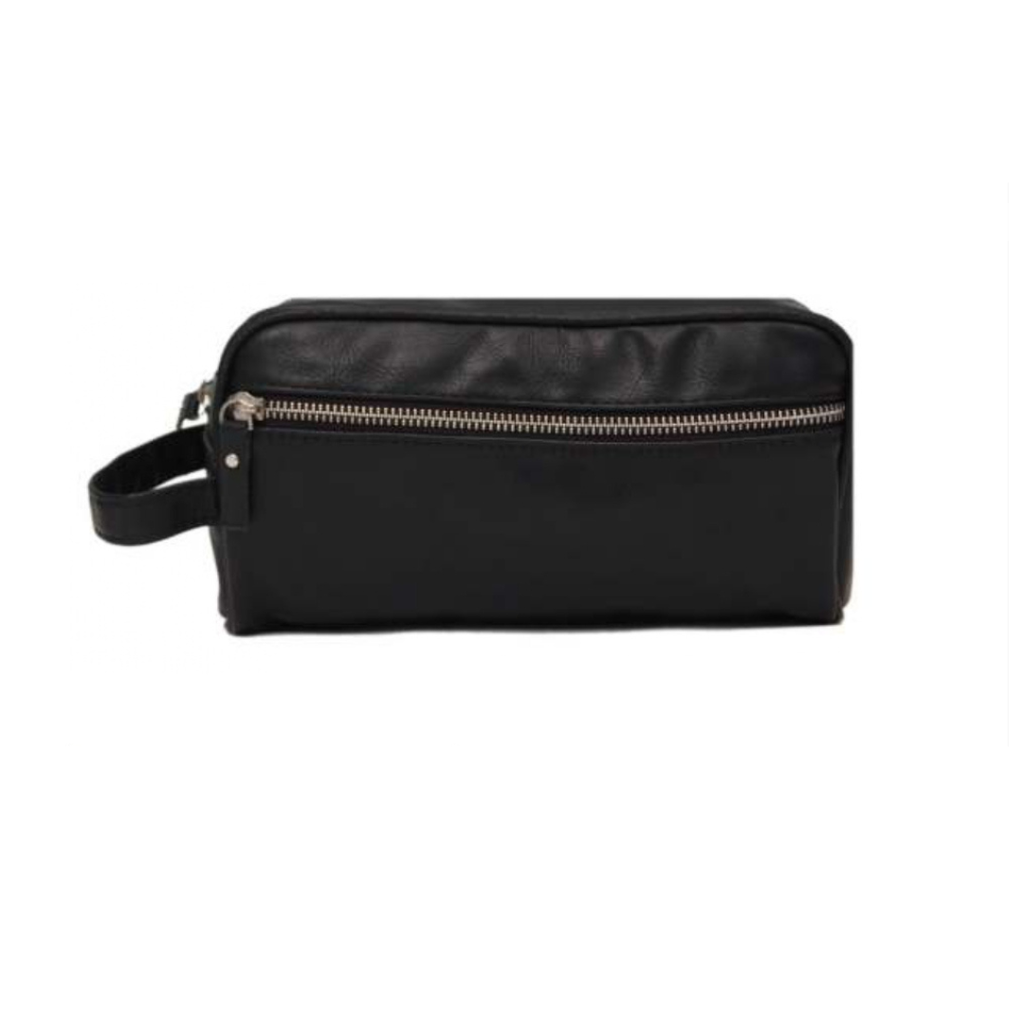 [61412] BLACK LEATHERETTE POUCH WITH METAL ZIP
