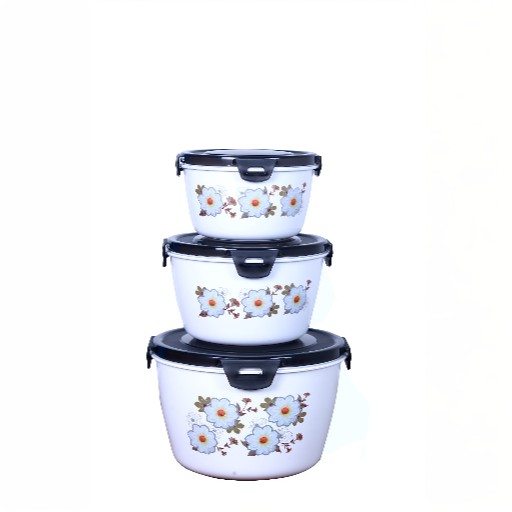 [62732] Bowl Microwave Safe With Airtight Lid - (Royal 3 Pcs Set 2000 ML x 1000 ML x 500 ML)