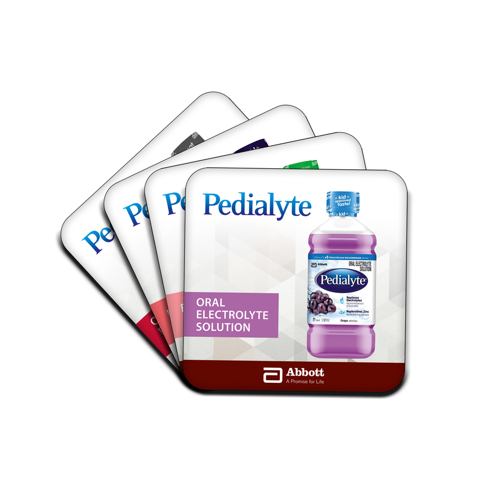 [55783] Coasters - Mdf - Set Of 4 - Pedialyte